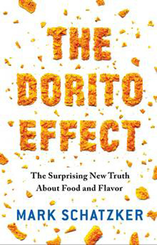 Cover of the Dorito Effect book, typography spelled out with Doritos chips